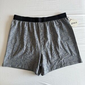 Pact Everyday Knit Boxers Mens Large Gray 95% Organic Cotton 5% Elastane Comfy